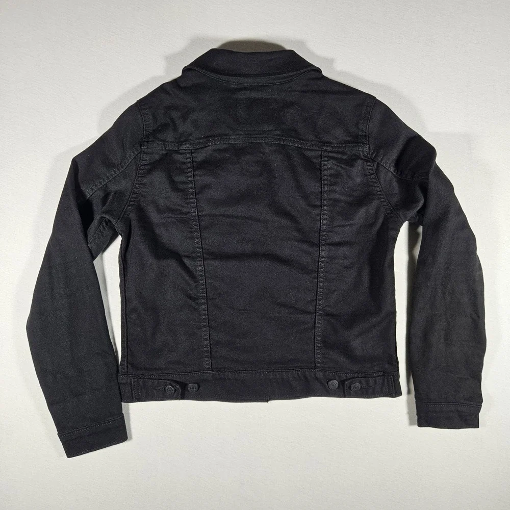 Levi's Denim Trucker Jacket Black Womens Medium Stretch Motorcycle Type III - Picture 3 of 6